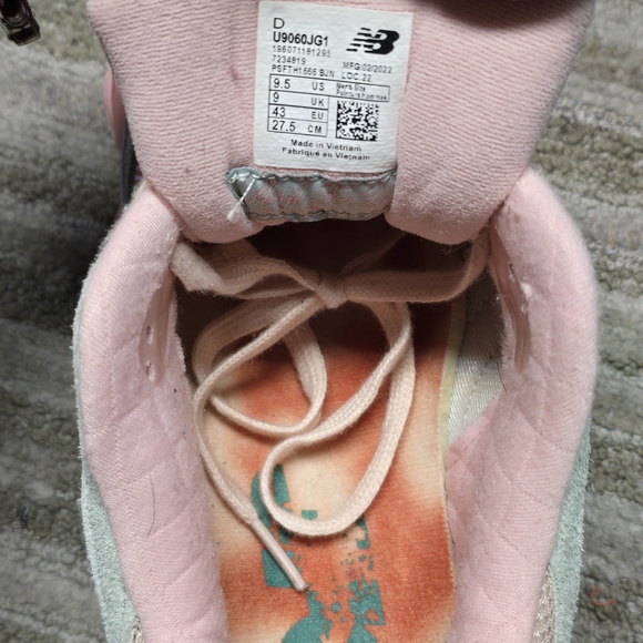 New Balance JFG 9060 Pink & Mint Suede Mesh Sneakers UAs - Picture 6 of 6